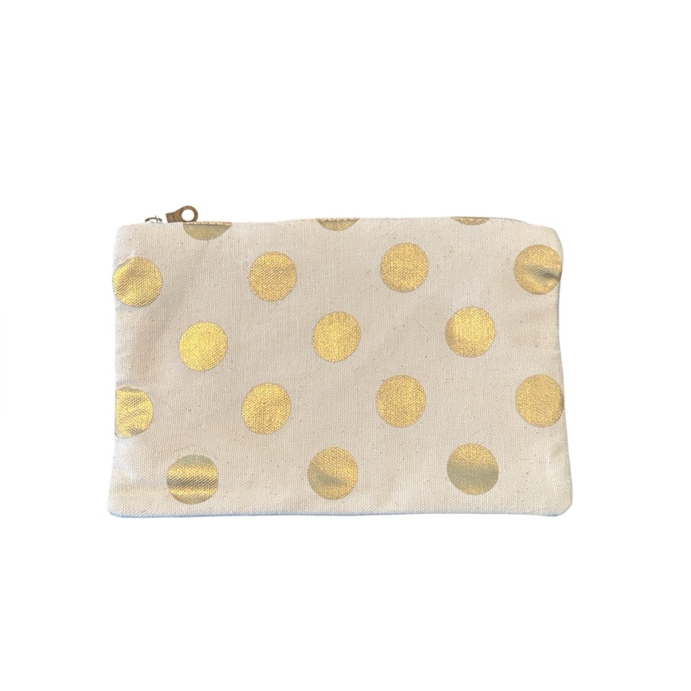Urban Outfitters Gold Polka Dot Zippered Makeup Bag
